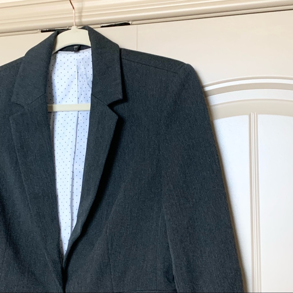 Express One Button Classic Charcoal Gray Blazer - image 3